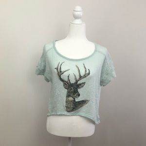 Mint Deer Crop Top